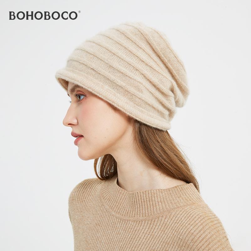 羊绒冬季女针织大头围堆堆帽子