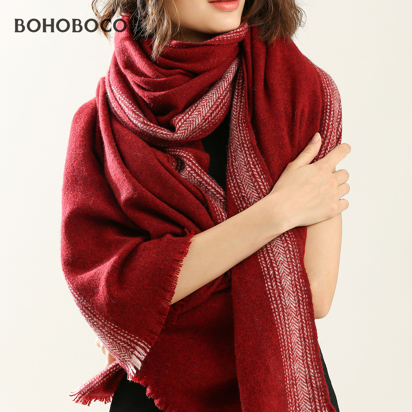 羊毛披肩围巾秋冬季外搭