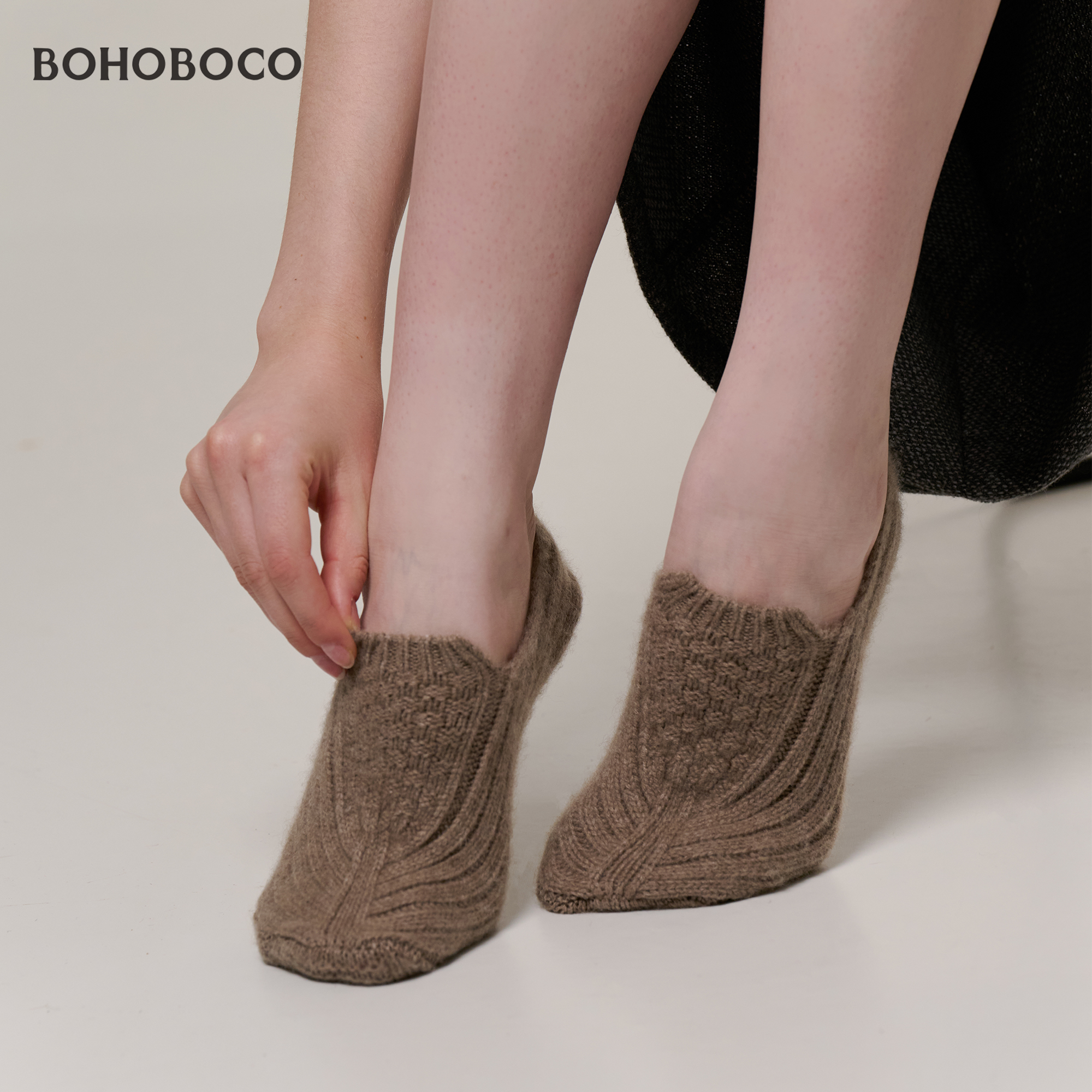 纯山羊绒针织居家袜套保暖鞋