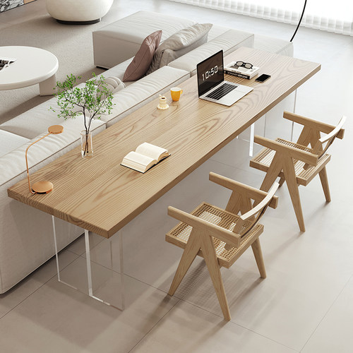 白蜡木客厅大长书桌实木沙发后长条桌工作台双人学习桌压克力书桌