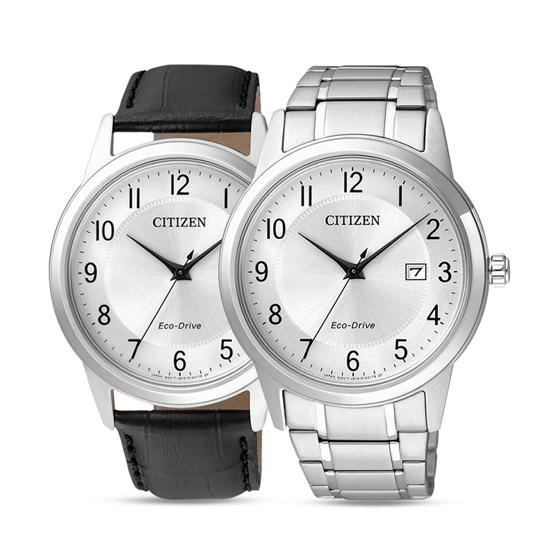 西铁城男女士手表光动能日本正品时尚防水钢带皮带情侣腕表AW1231