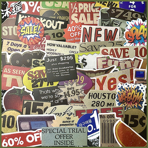 50张美式复古英文标签风格贴纸手帐本ipad手机壳diy防水装饰贴画