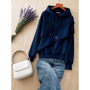 显瘦帽卫衣上衣长袖2026设计接连女胖宽松MM春季新款大码感拼百搭