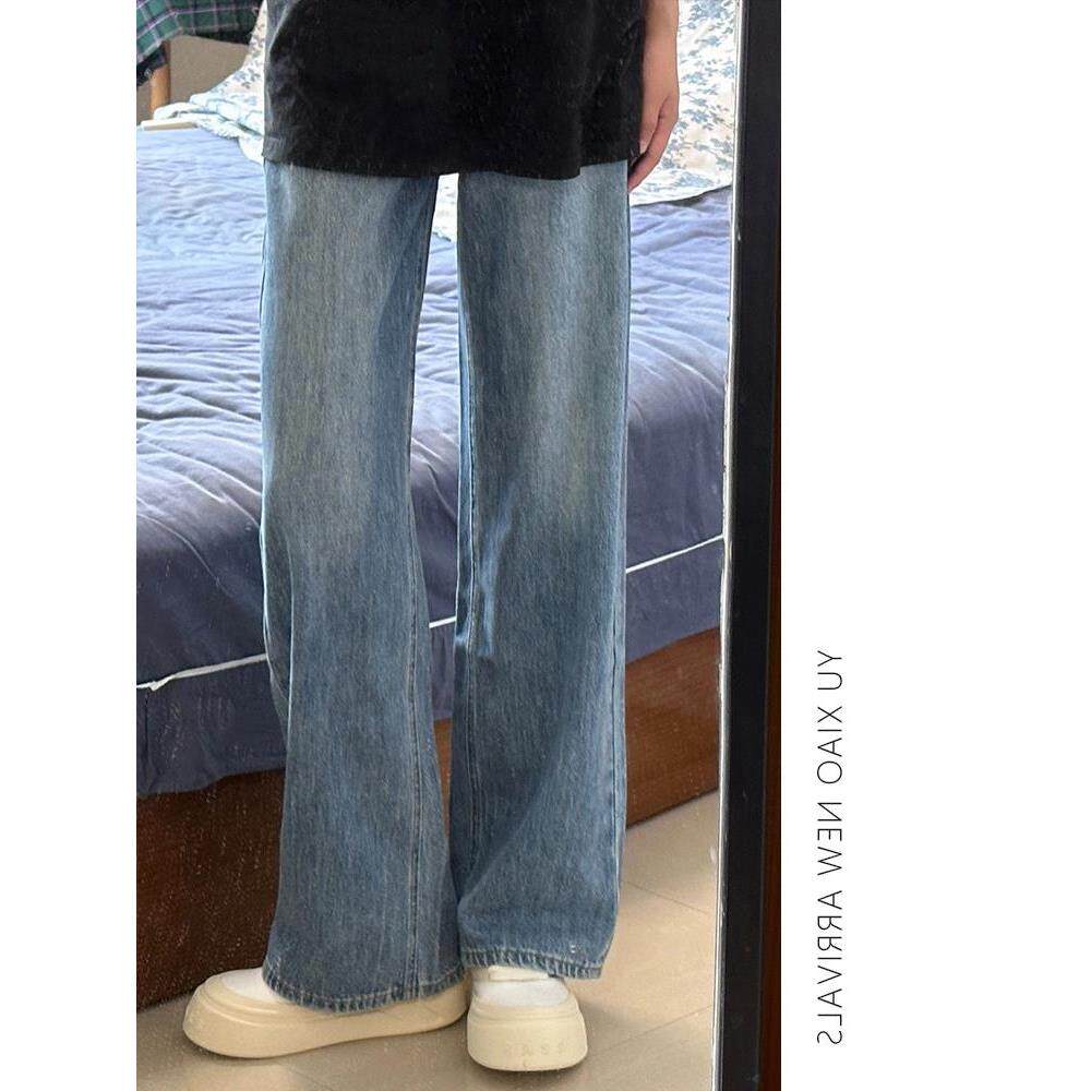 牛仔裤裤子mm胖宽松身材窄版阔梨形春季大码蓝色直筒女新款腿显瘦