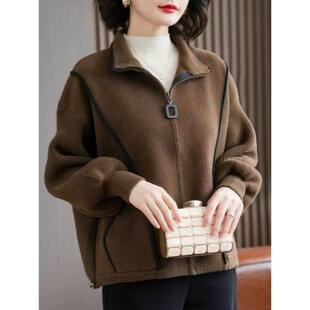 时尚妈妈短款中年新款春装女装中老年毛呢小个子开衫气质外套2026