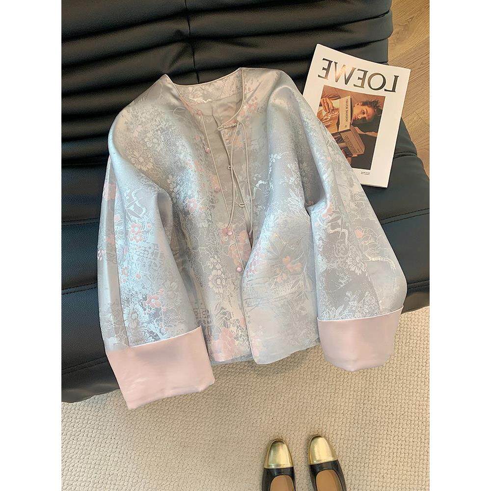 独特外套新款超火超巨好看春季mm女大码漂亮中式国风上衣减龄新胖