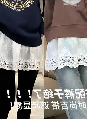 屁股搭胯半身裙搭小皮帘裤遮裙A秋冬牛仔蕾丝穿裤瑜伽百叠遮