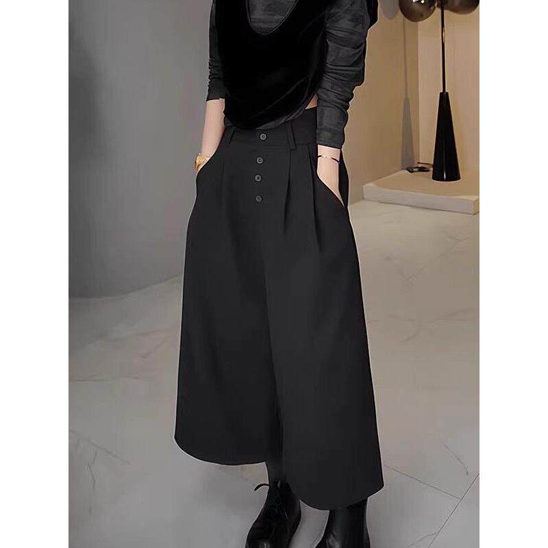 高腰宽松西装裤休闲秋季褶腿垂感压裤子胖2026新款女显瘦阔mm大码