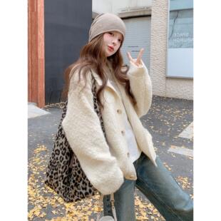 外套韩版百搭针织米宽松小个子白色新款毛衣软休闲糯春女开衫2026