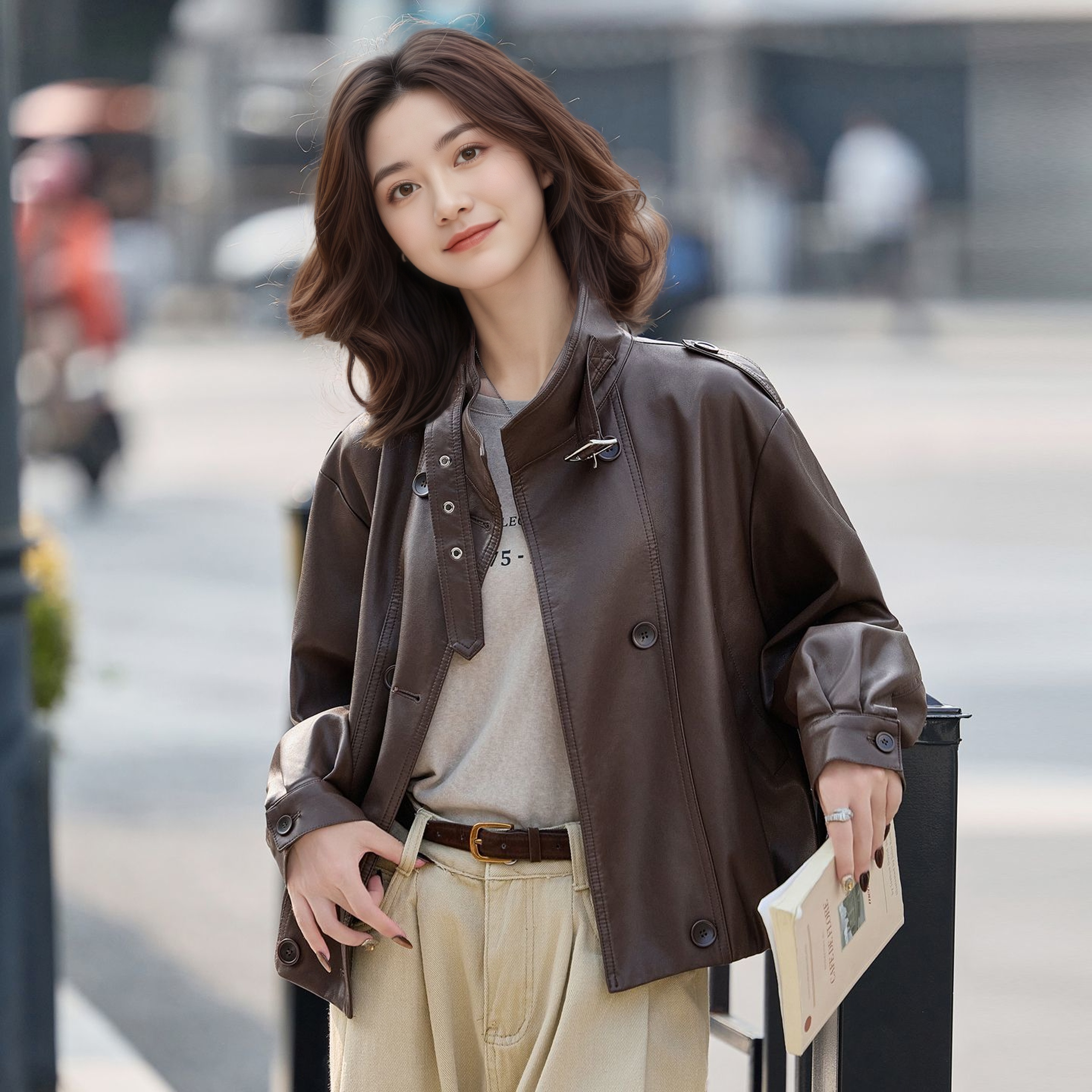 小皮衣外套女短款2025秋季新款小个子立领气质酷飒风复古PU皮夹克
