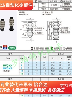 米思米MISUMI真空吸盘MVCKN10 MVCKN8 MVCKN6 吸嘴MVCKN4 MVCKE15