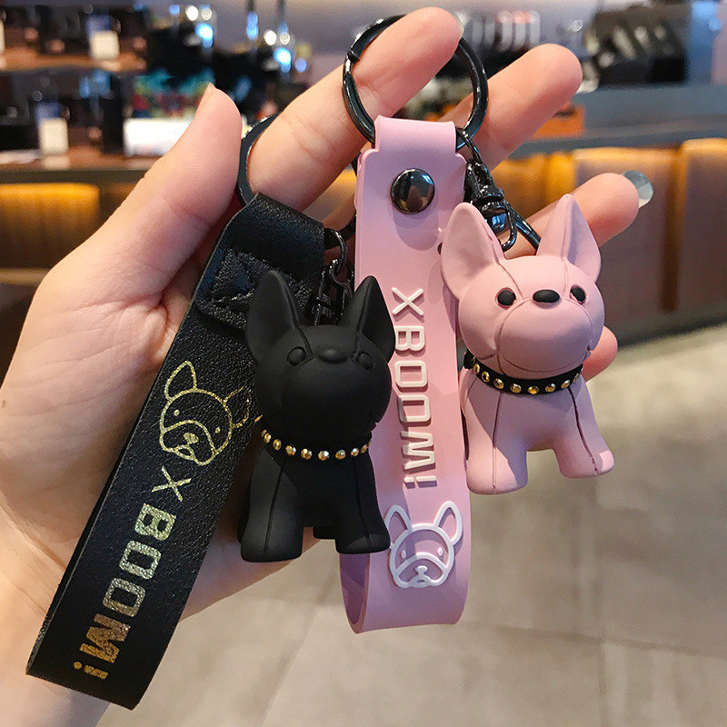 卡通树脂法斗小狗钥匙扣女可爱创意精致斗牛犬钥匙链情侣书包挂件