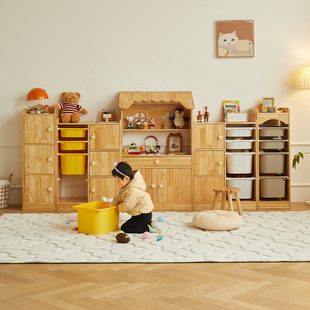 实木儿童玩具收纳柜大容量客厅置物架宝宝分类储物柜落地家用多层