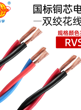 金环宇 RVS双绞电线铜芯国标家用花线 2芯0.75/1/1.5/2.5/4/6平方