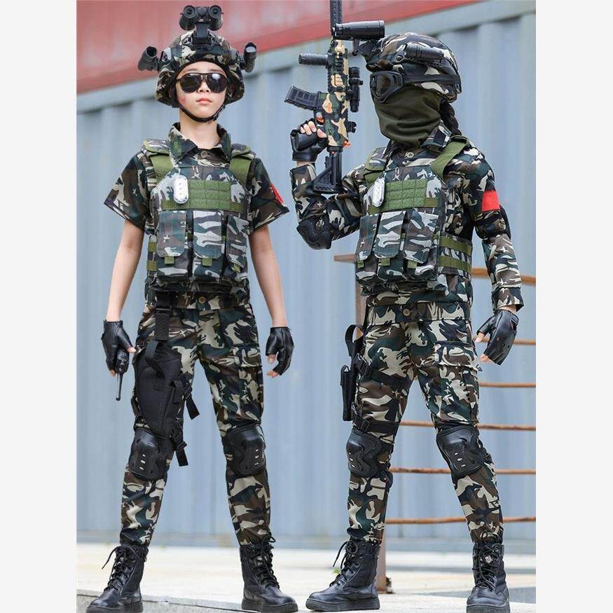 儿童迷彩服套装秋季长袖男女童万圣节户外特种兵装备军训服表演服