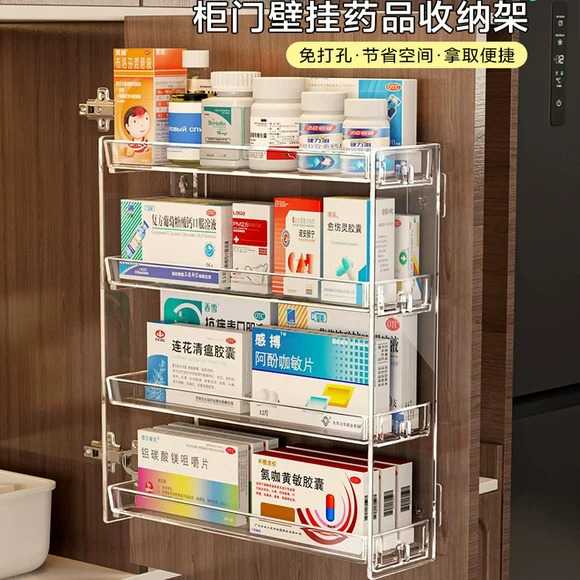 柜门内药品收纳壁挂分层架家用