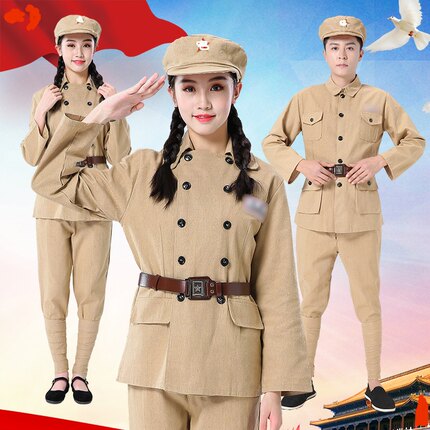 49式50式抗美援朝志愿演出服解放衣服红军套装话剧大合唱表演服