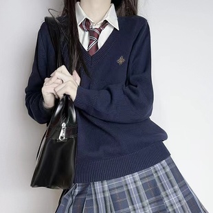 铭弘学院制服2025秋冬新款 外套学院风 套头校供长袖 jk毛衣女针织衫