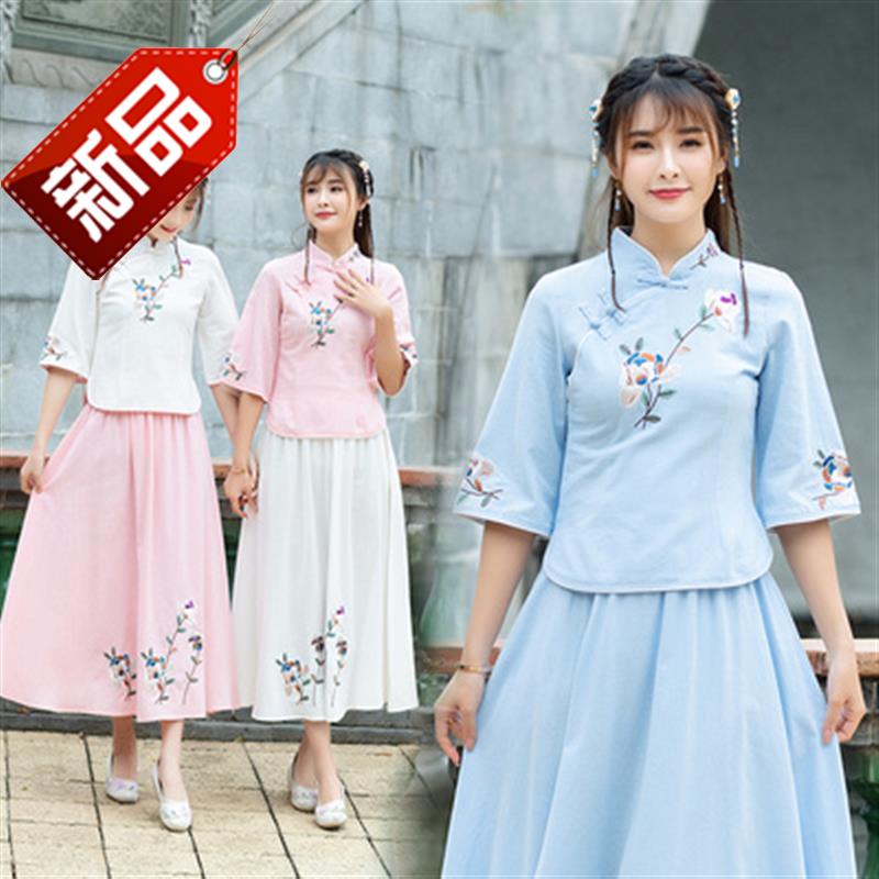 2019o春季新款女士衬衫民族风修身立领禅意绣花闺蜜衬衣春意盎然在类目 女装/女士精品, 衬衫中 - 来自Buy2taobao.com提供专业的淘宝代购服务