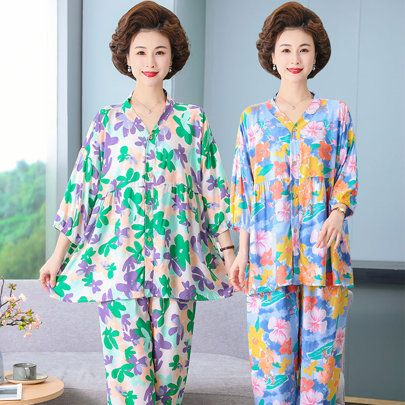 大码高级感可外穿棉绸开衫套装