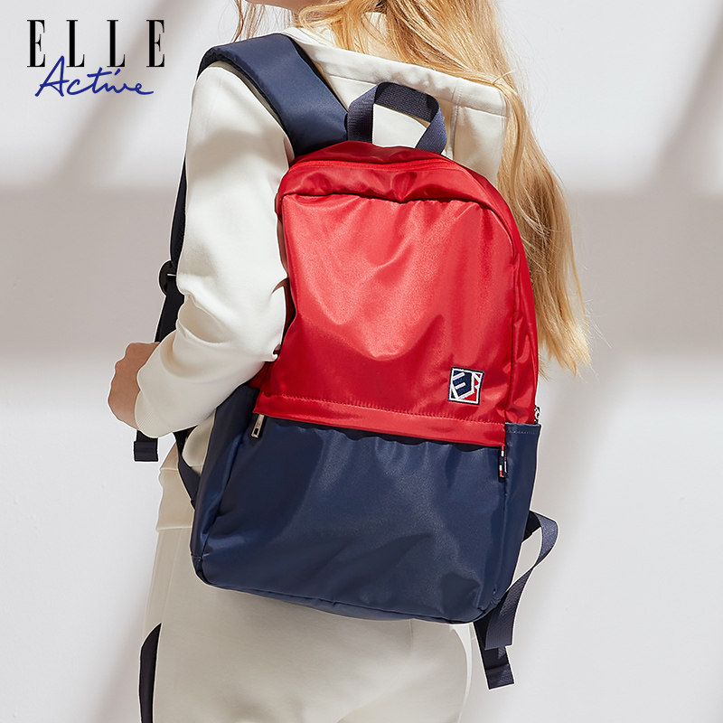 ELLE Active2022早春拼色运动背包户外运动休闲潮双肩包男女ins