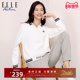 运动休闲polo领卫衣女宽松长袖 ELLE Active简约白色打底衫 上衣