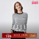 针织衫 ELLE Active航海系穿搭条纹长袖 秋冬内搭气质显瘦圆领上衣