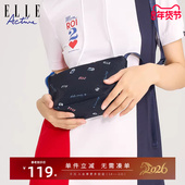 ELLE Active2022新款 运动斜挎包男女轻便印花字母饺子包百搭潮
