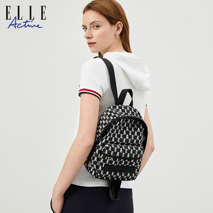 潮流提花满印双肩包旅行出游轻便背包女书包 时尚 ELLE Active新款