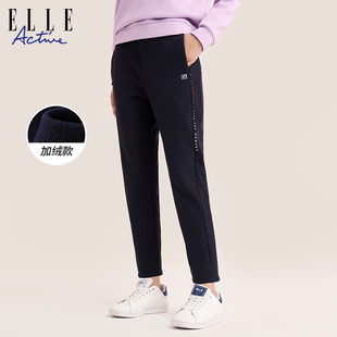 保暖休闲运动裤 女秋冬新款 Active高级感加绒直筒长裤 ELLE
