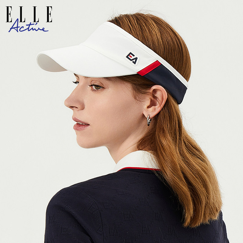【UPF50+防晒遮阳鸭舌帽】ELLE Active经典拼色高尔夫帽空顶女夏