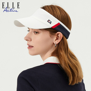 Active经典 ELLE 防晒遮阳鸭舌帽 拼色高尔夫帽空顶女夏 UPF50