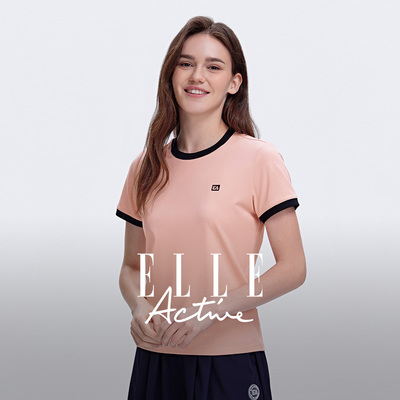 ELLEActive正肩修身撞色短袖T恤