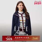 ELLE Active松驰户外运动风衣女连帽休闲外套中长款 防风夹克宽松
