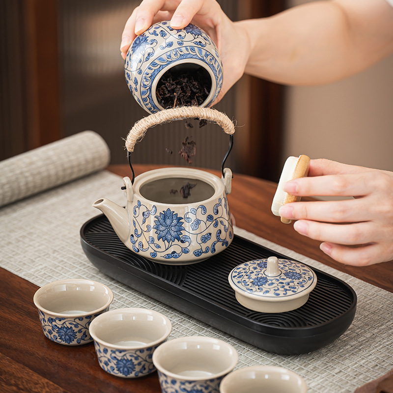 式旅行茶具套装户外泡茶壶陶瓷茶杯快客杯一壶四杯商务伴手礼