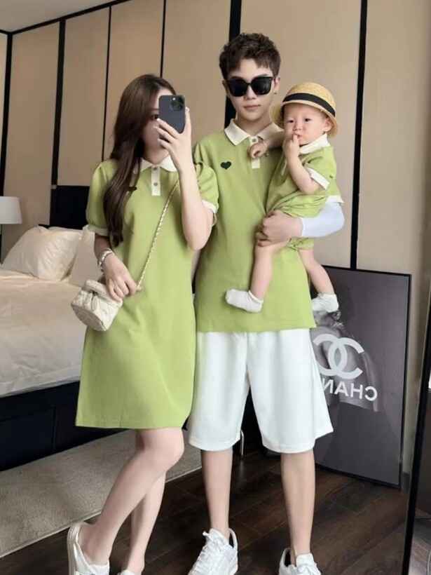3 4인 가족을 위한 다양한 부모자식 의류 여름 폴로셔츠 티셔츠 반팔 원피스 베이비 캐주얼 슈트