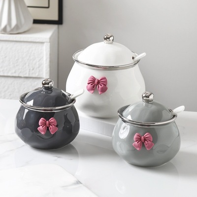 轻奢猪油罐厨房耐高温陶瓷荤油罐油泼辣子辣椒罐大容量带盖调料罐