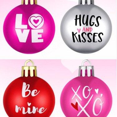 4CM情人节520圣诞球爱心球圣诞树装饰球七夕派对装饰小挂件12PCS