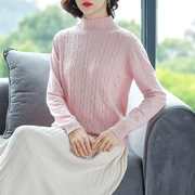Phiên bản Hàn Quốc của áo len nữ cổ cao bán nguyệt áo thun mùa thu đông 2018 cho phụ nữ áo len dài tay mùa thu 2019 - Áo len