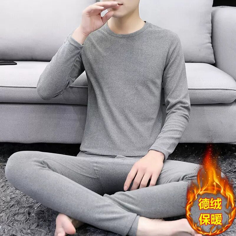 双面德绒内衣男保暖套装