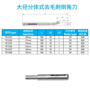 厂2025mm分体交叉孔平面孔倒角器高速钢反刮刀内孔去毛刺倒角刀库