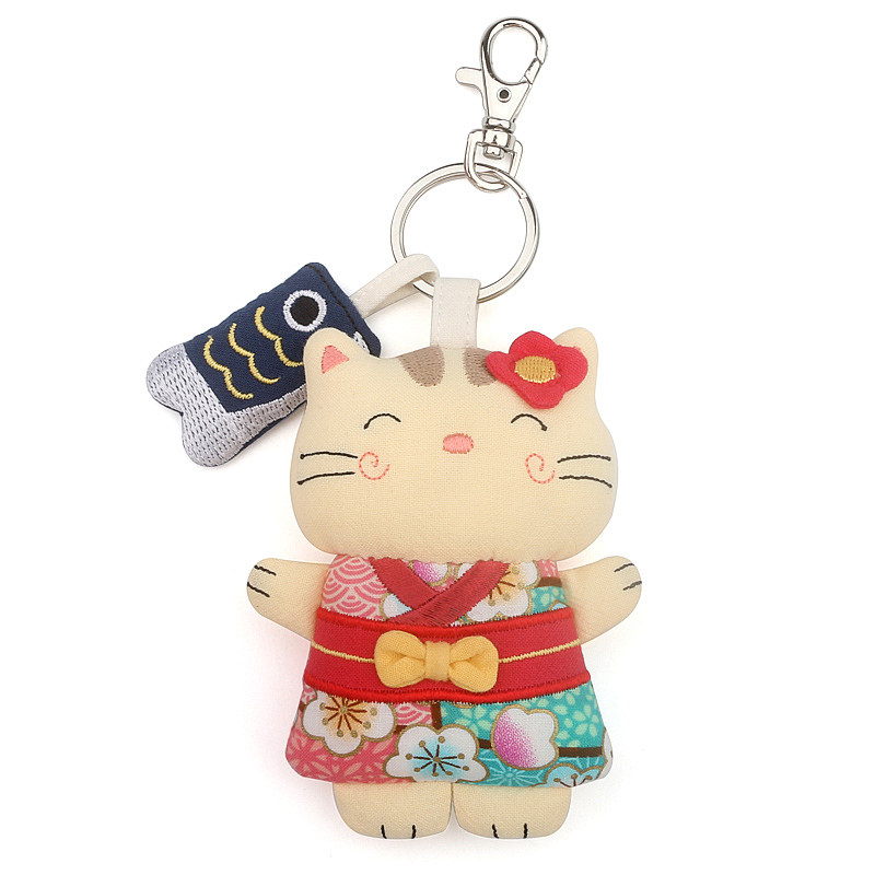 KINE猫 卡通和服猫立体造型钥匙扣环可爱个性包包挂饰吊饰女礼物