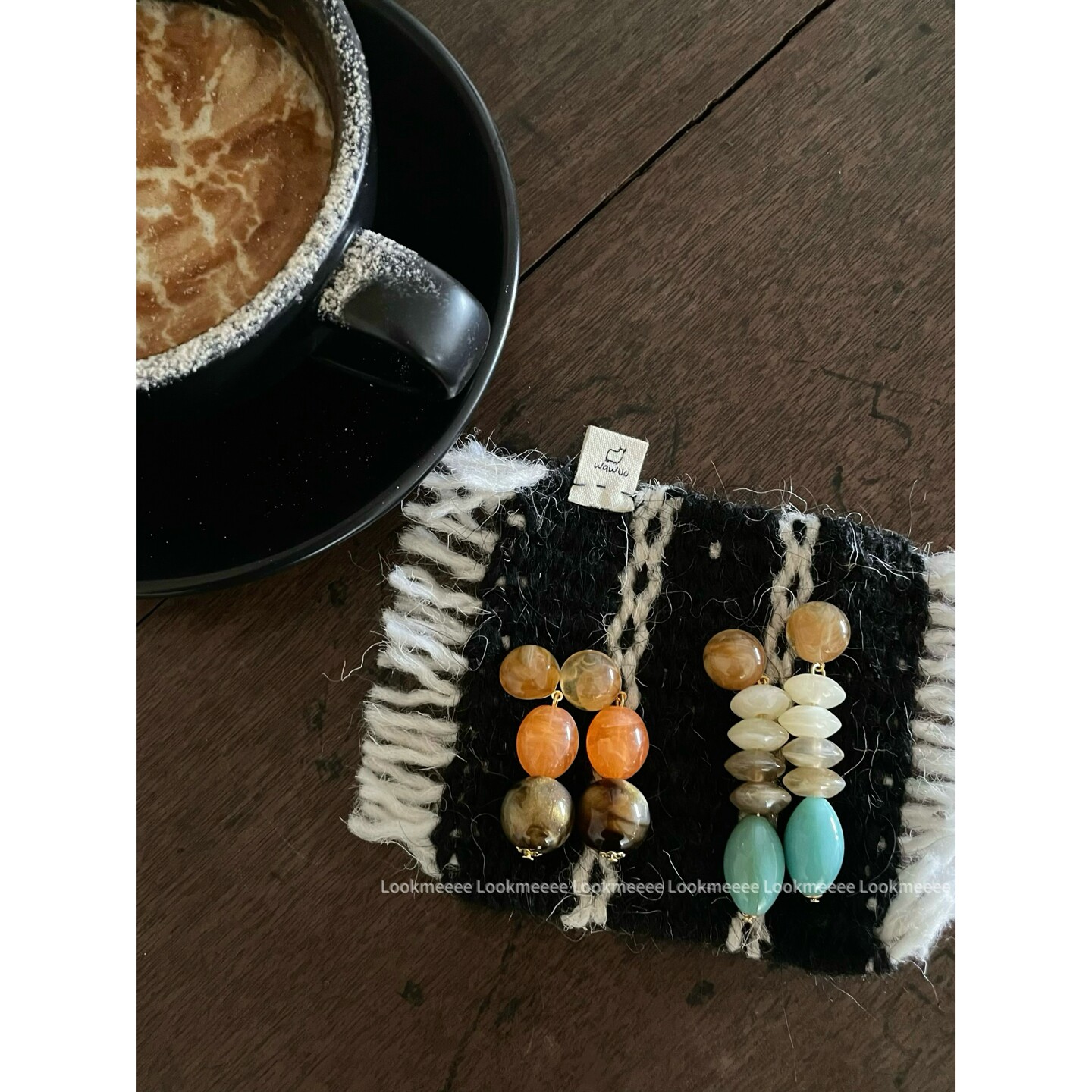超好看的配色手作撞色复古耳环