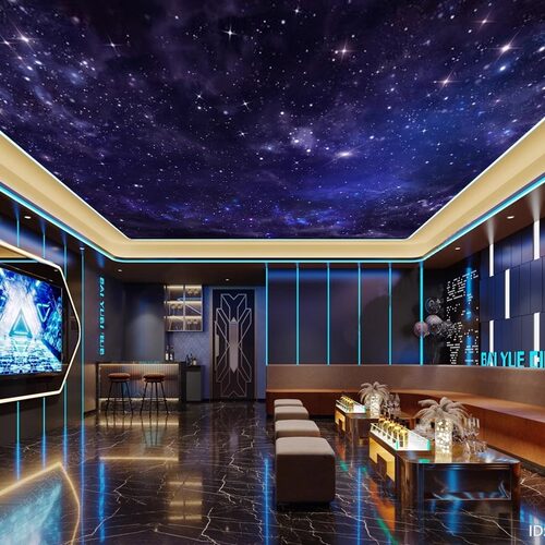 壁纸KTV酒吧吊式天花板壁画酒店