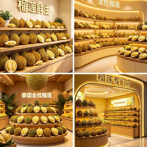卖榴莲直播3D网红背景布
