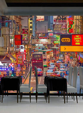 港风复古老香港茶餐厅壁画定制