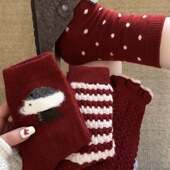 迷糊麻花复古红新中筒袜子ins潮颜色超正chao显白软糯巨好穿百搭