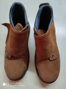 山东高密顺江809棕色包盖电焊工防烫防砸翻毛皮钢头透气劳保鞋