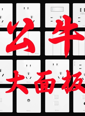 公牛G17白色开关插座五孔带一开16a大面板亮面86型USB5孔暗装3孔