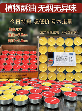蜡烛厂家直发100粒4小时天然植物油无烟蜡烛家用酥油灯温茶加热